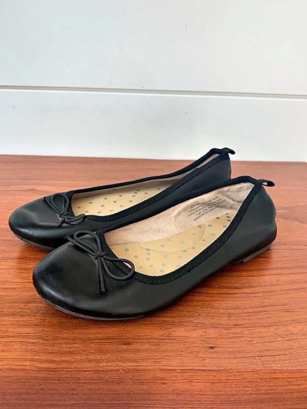 Cat & Jack Black Ballet Bow Flats Shoes Sz 1 Dressy Holiday Classic Basic Party
